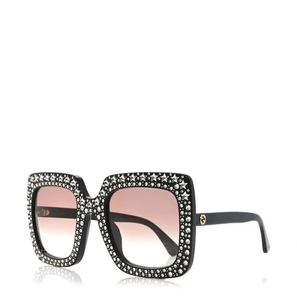 Gucci Black Crystal Retro Oversized Sunglasses Brand New Never Worn - Picture 12 of 16